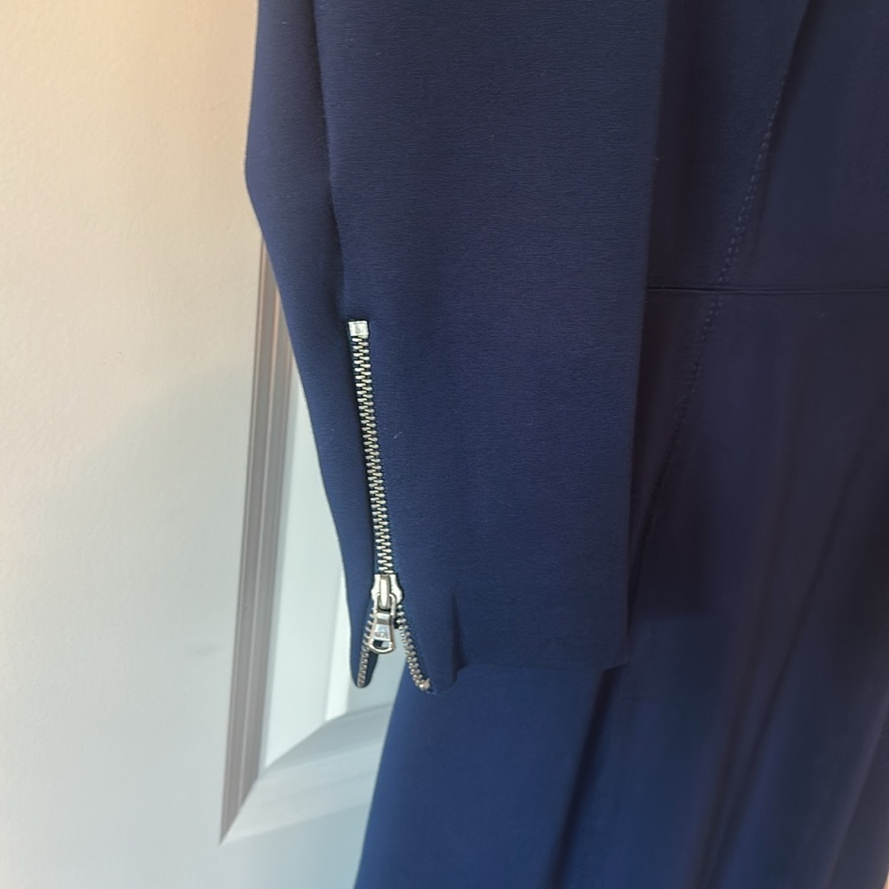 J. Crew Solid Blue Structured Knit Zip Sheath Dre… - image 5